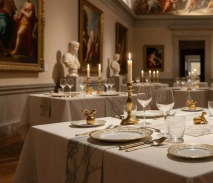 Service en salle au Bistro du Parc, assiettes dressées sur marbre clair