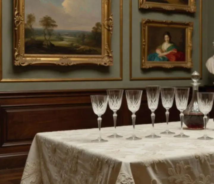 Table dressée au Bistro du Parc avec détails de peintures et de marbre