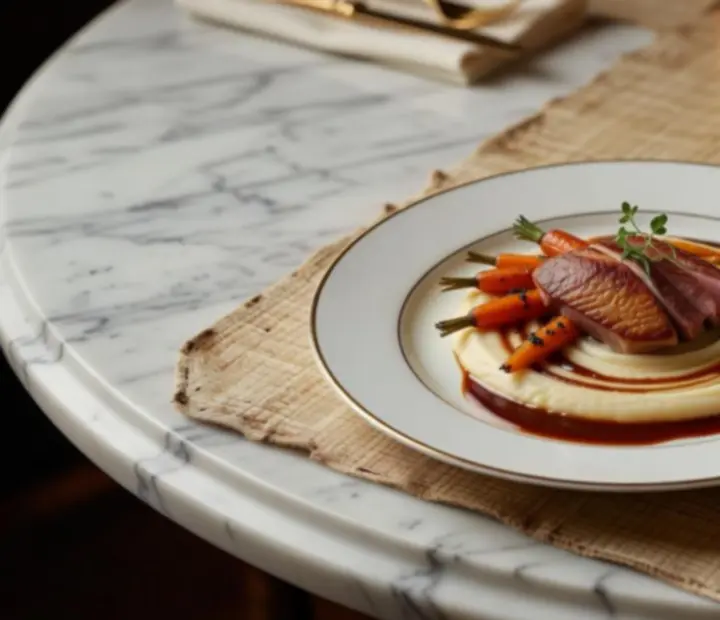 Assiette gastronomique du Bistro du Parc, dressage raffiné pour une soirée poker.